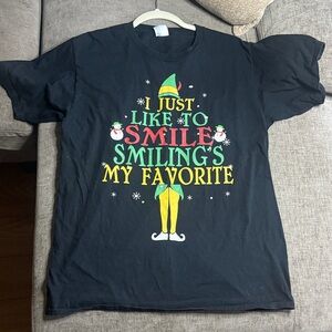 Amazon Black Tee with Festive Elf Design